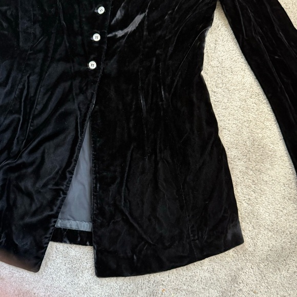 VINTAGE 90S Y2K WIDE SLEEVE VELVET HALF BUTTON DOWN JACKET - Picture 5 of 7
